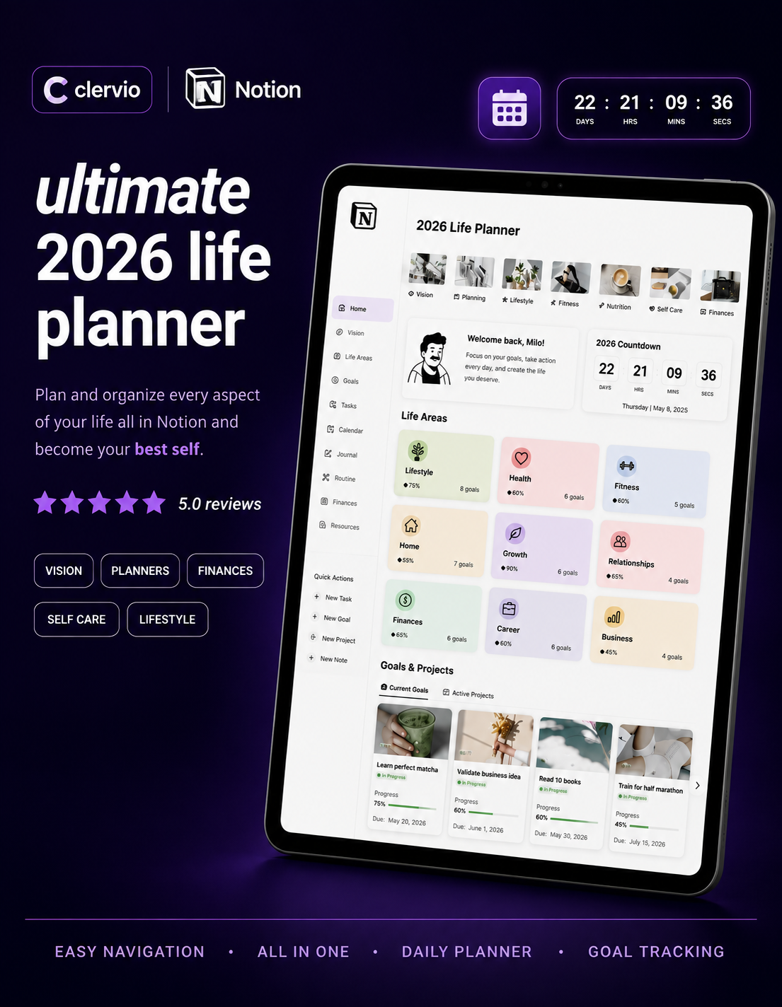 Stop feeling overwhelmed without knowing why — organize your  entire life with notion life planner in under 5 minutes.